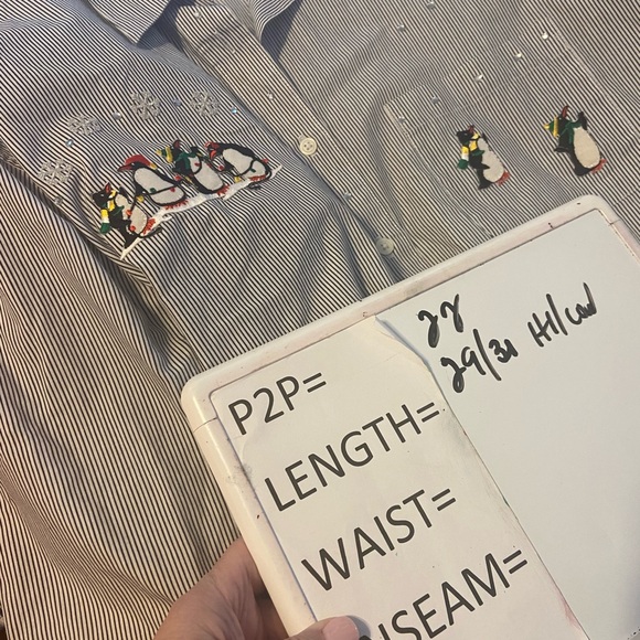 Las Olas Gray Striped Woman’s Shirt with Penguin Embroidery Medium - Picture 5 of 5